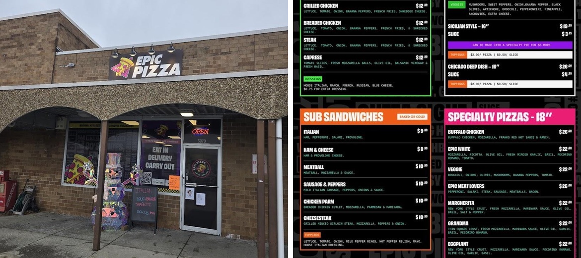 Epic Pizza of DuBois, LLC Menu