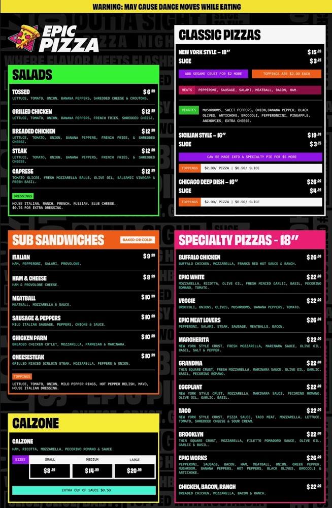 Epic Pizza of DuBois, LLC Menu image 1